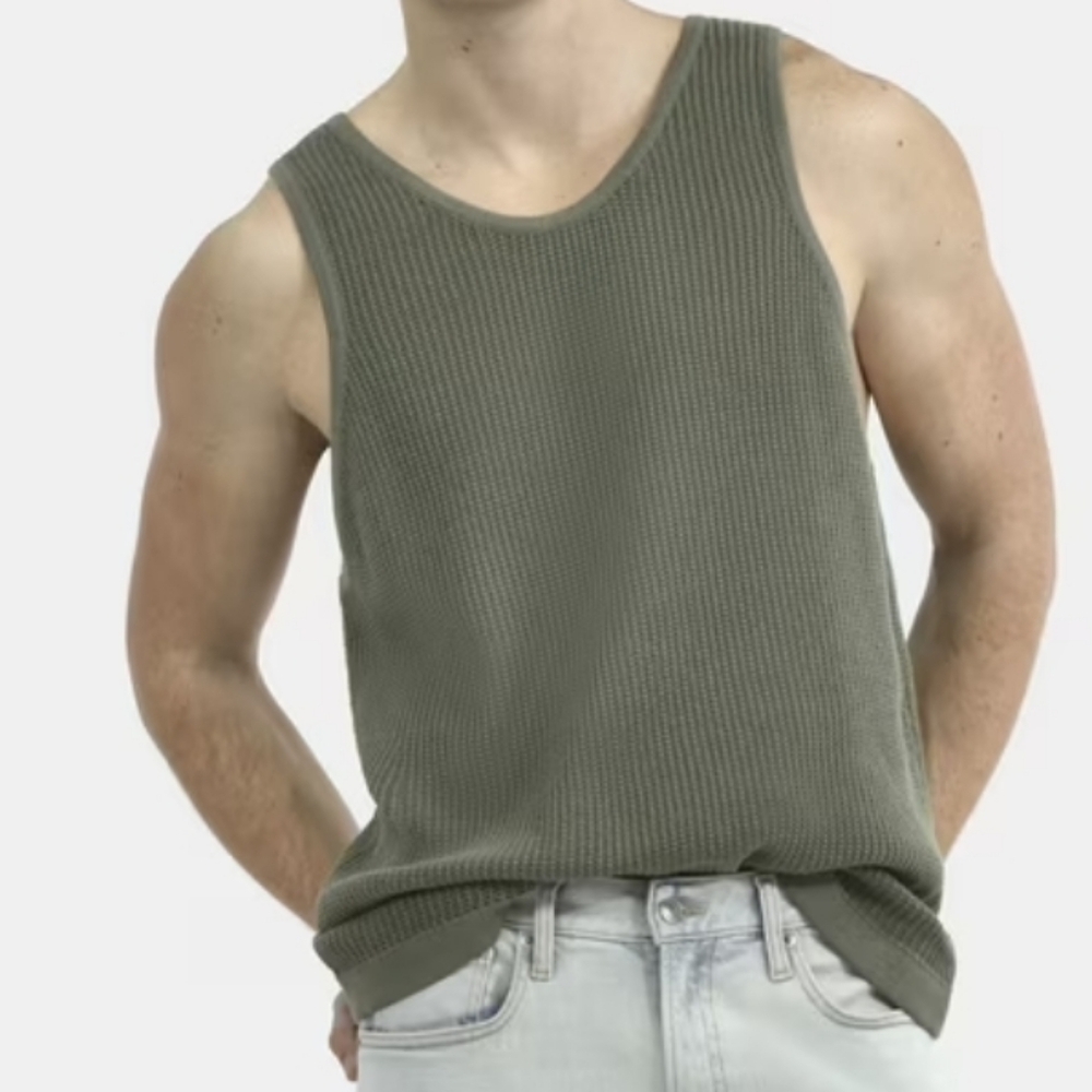 No Boundaries Mesh Stitch Sweater Tank Top Men's medium Green